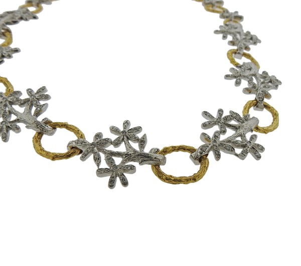 Cathy Waterman Daisy Diamond Platinum Gold Necklace - Oak Gem