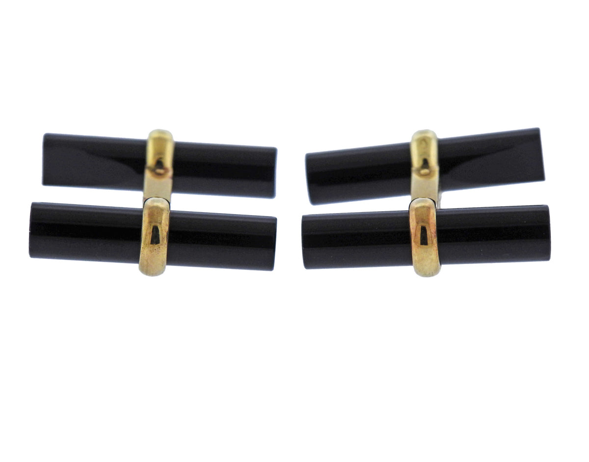 Van Cleef & Arpels Onyx Gold Cufflinks - Oak Gem