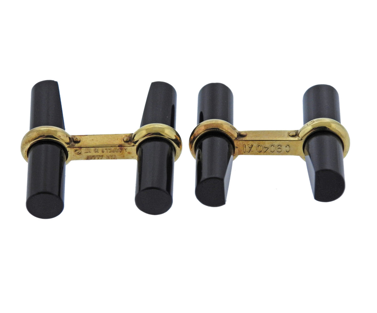 Van Cleef & Arpels Onyx Gold Cufflinks - Oak Gem