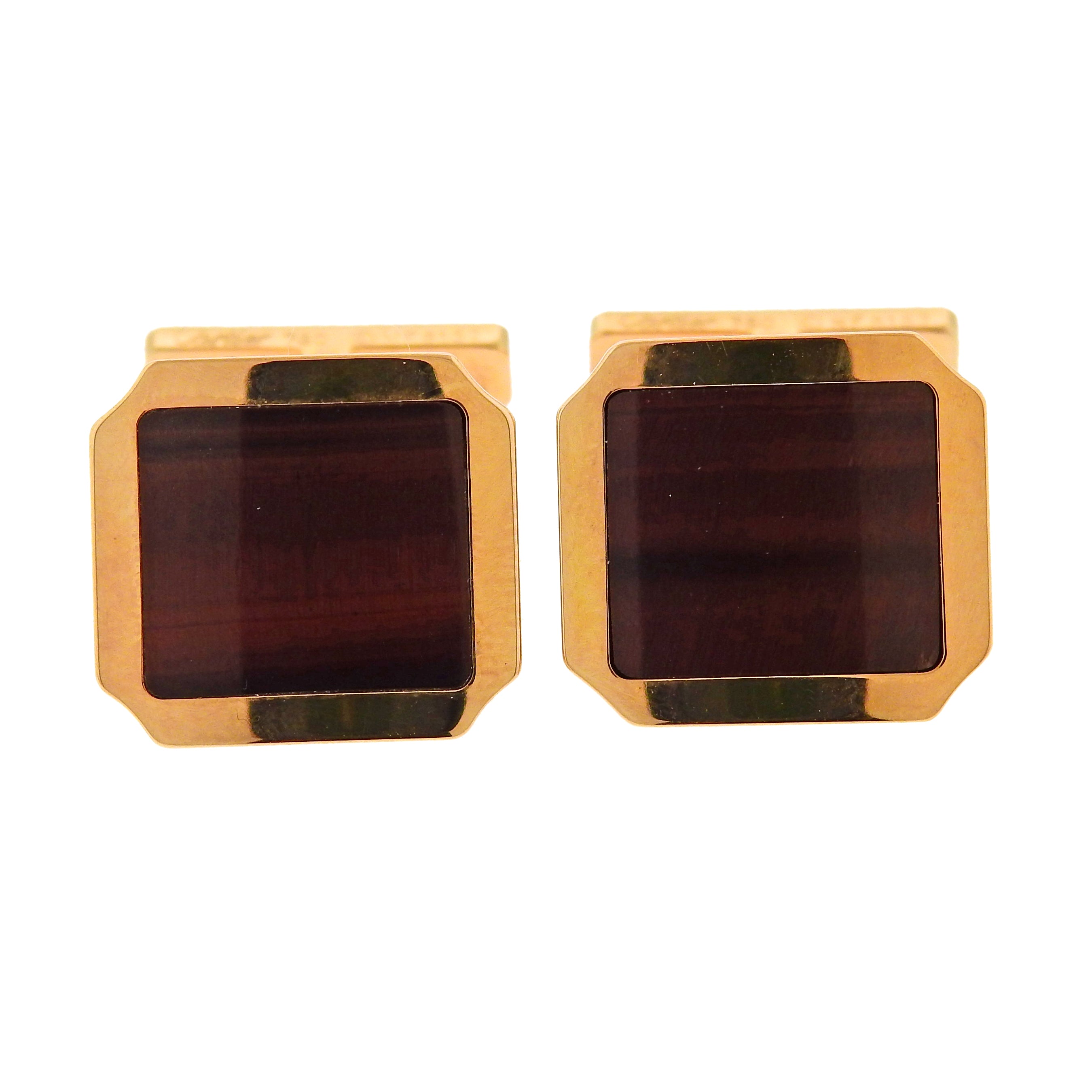 Cartier Santos Tiger's Eye Rose Gold Cufflinks - Oak Gem