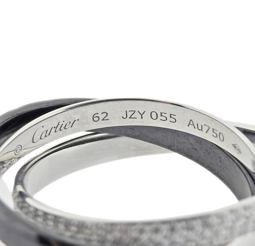 Cartier Trinity Diamond Gold Ceramic Ring Oak Gem