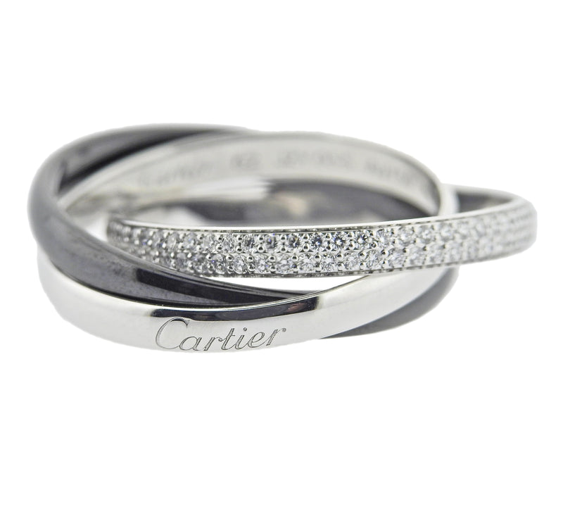 Cartier Trinity Diamond Gold Ceramic Ring