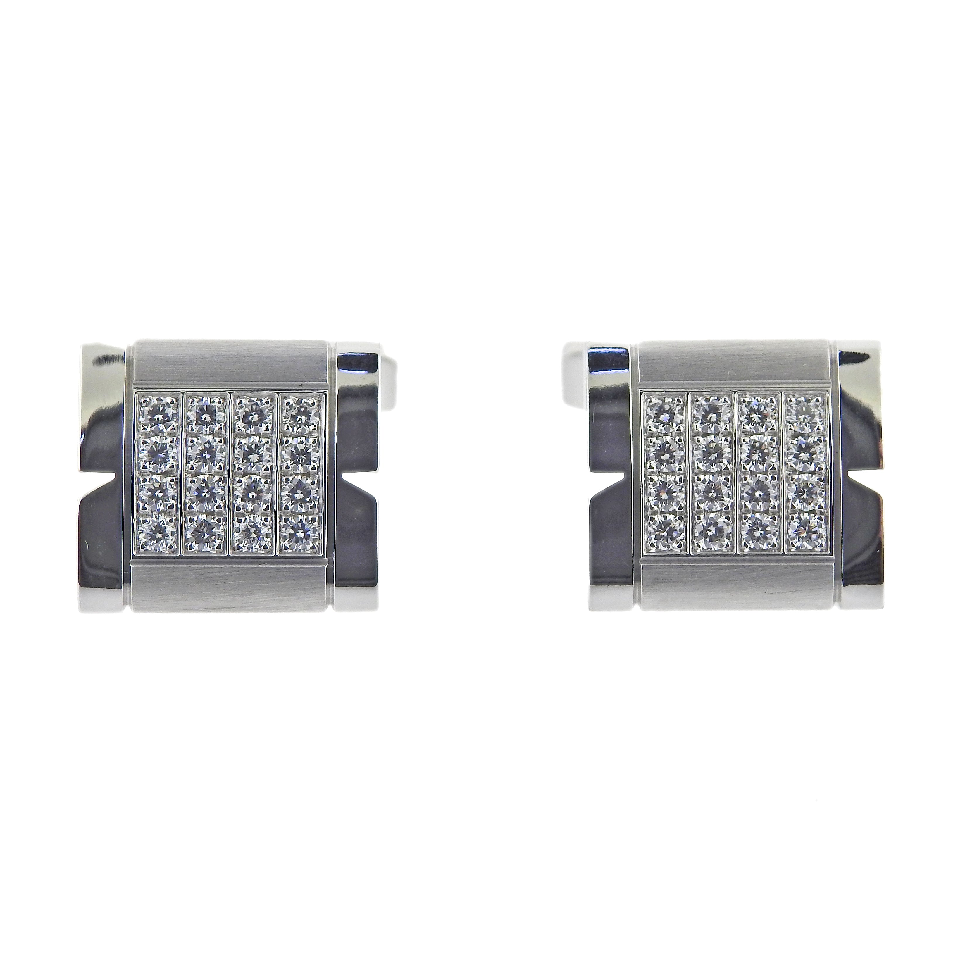 Cartier Tank Francaise Diamond Gold Cufflinks