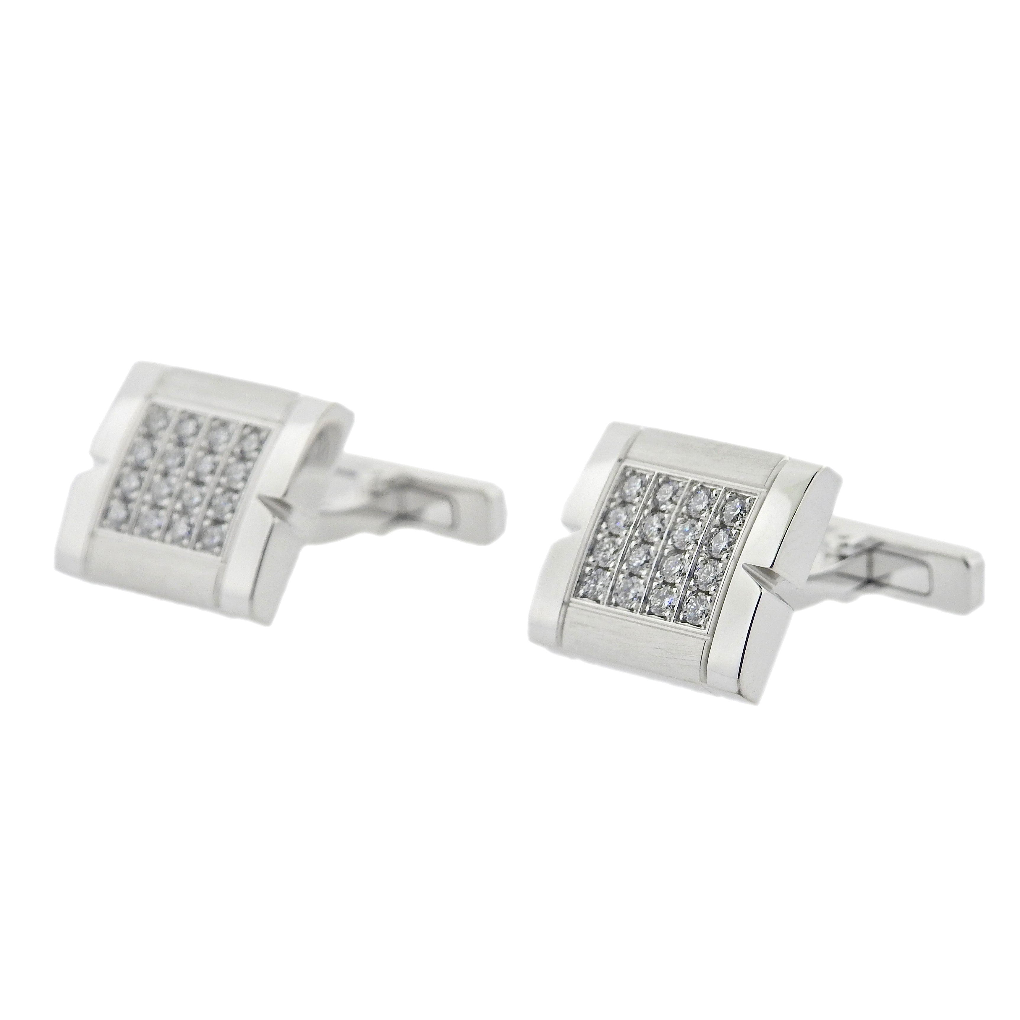 Cartier Tank Francaise Diamond Gold Cufflinks