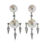 Assael Prince Dimitri South Sea Pearl Diamond Gold Drop Earrings - Oak Gem