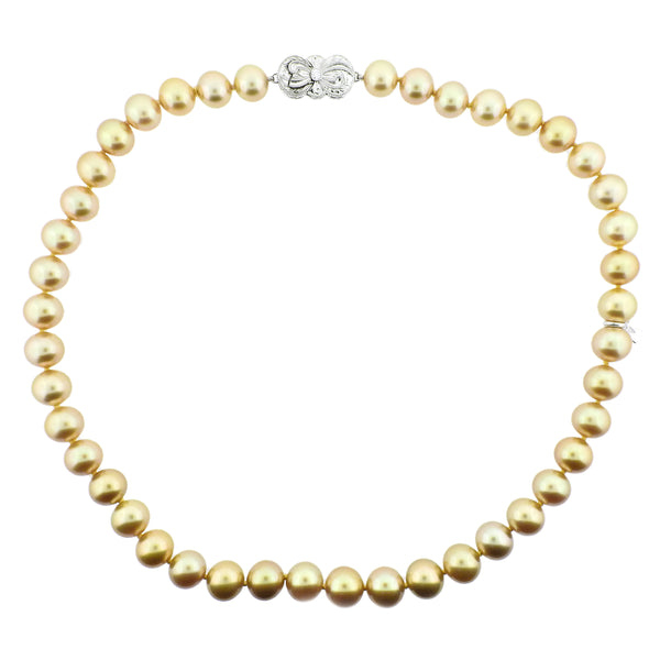 Mikimoto Ginza Champagne South Sea Pearl Gold Diamond Necklace