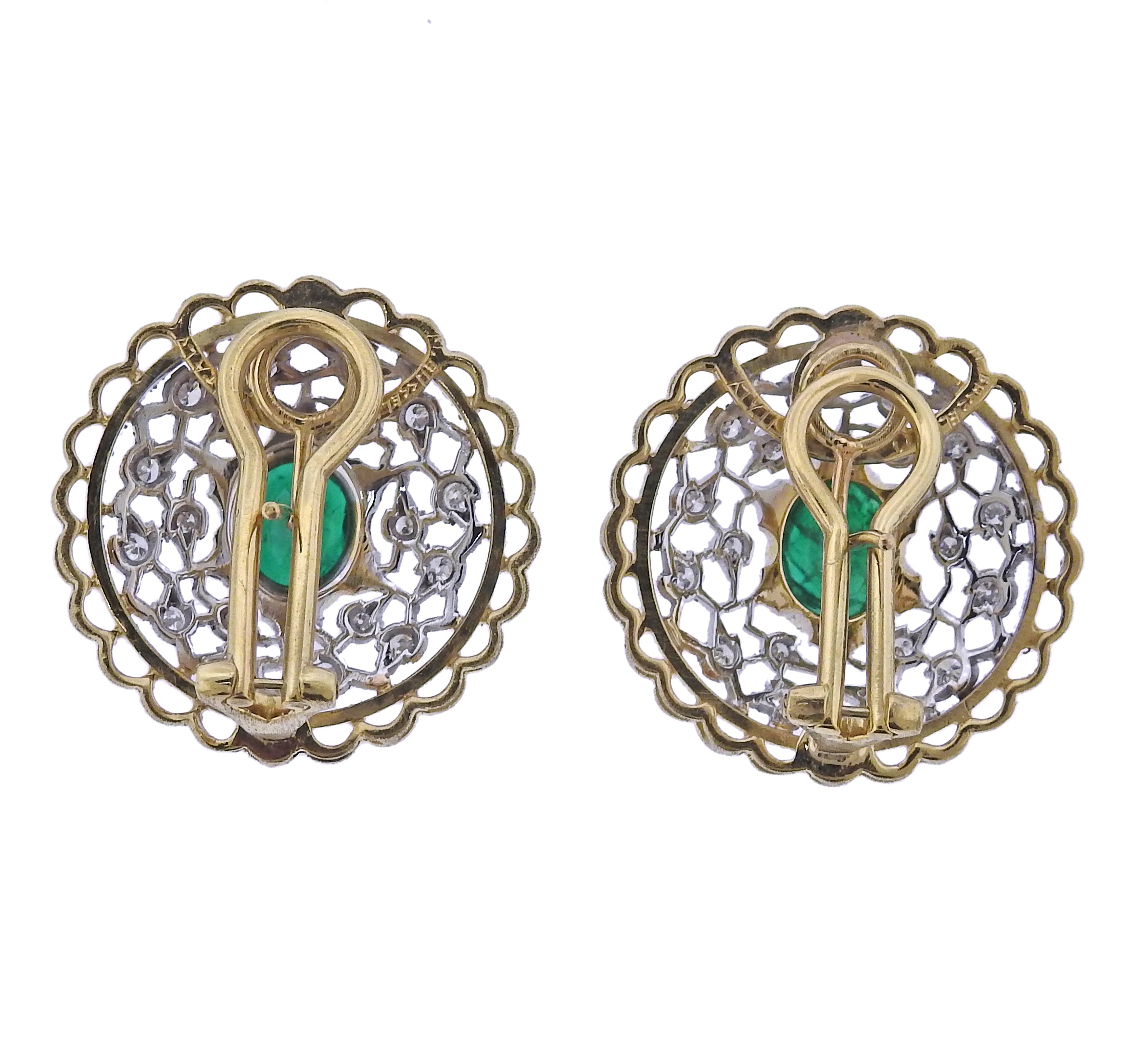 Mario Buccellati Emerald Diamond Gold Earrings