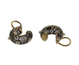 1959 Mario Buccellati Gold Platinum Silver Diamond Pearl Hoop Earrings - Oak Gem