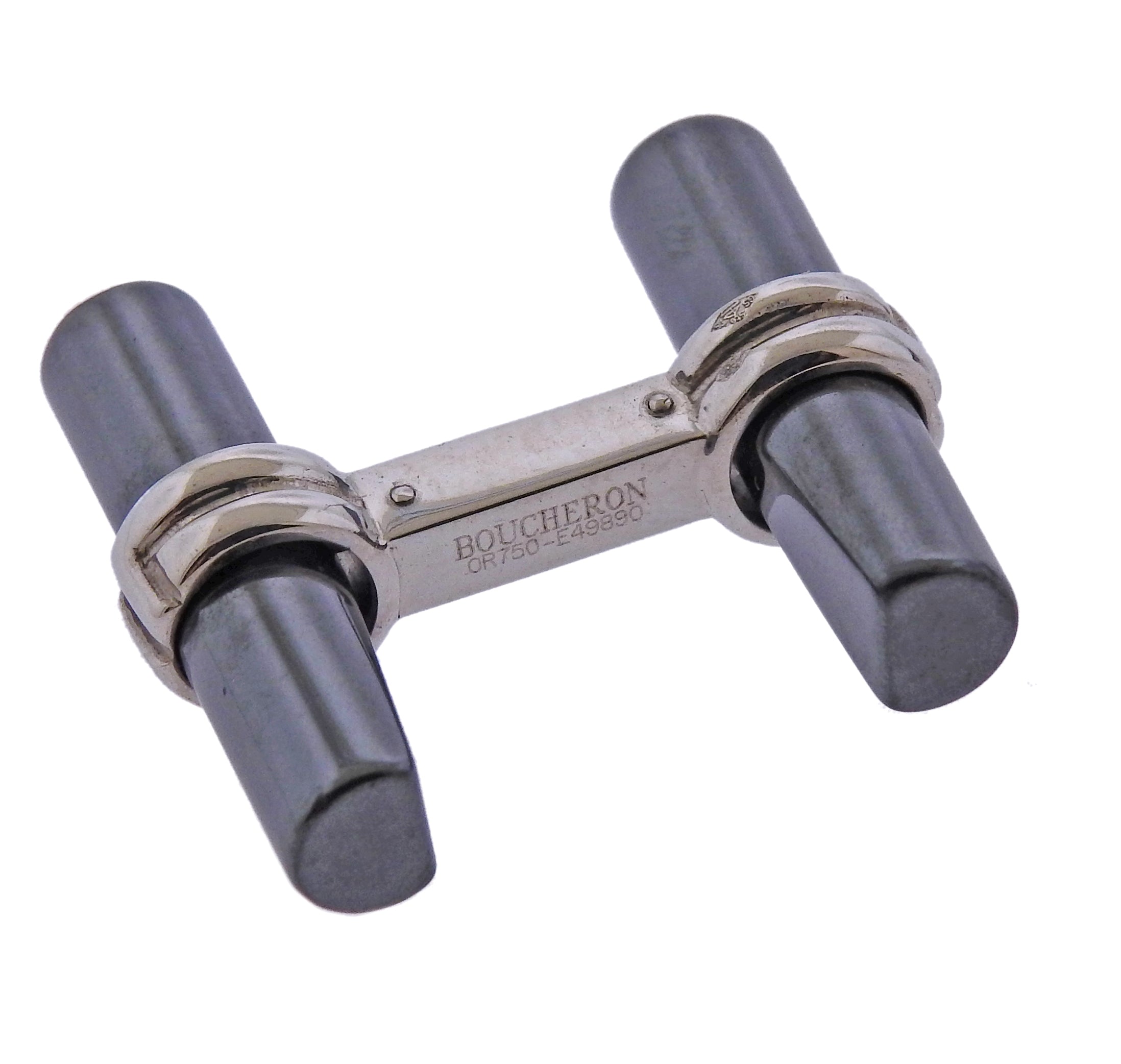 Boucheron Paris Hematite Gold Bar Cufflinks - Oak Gem