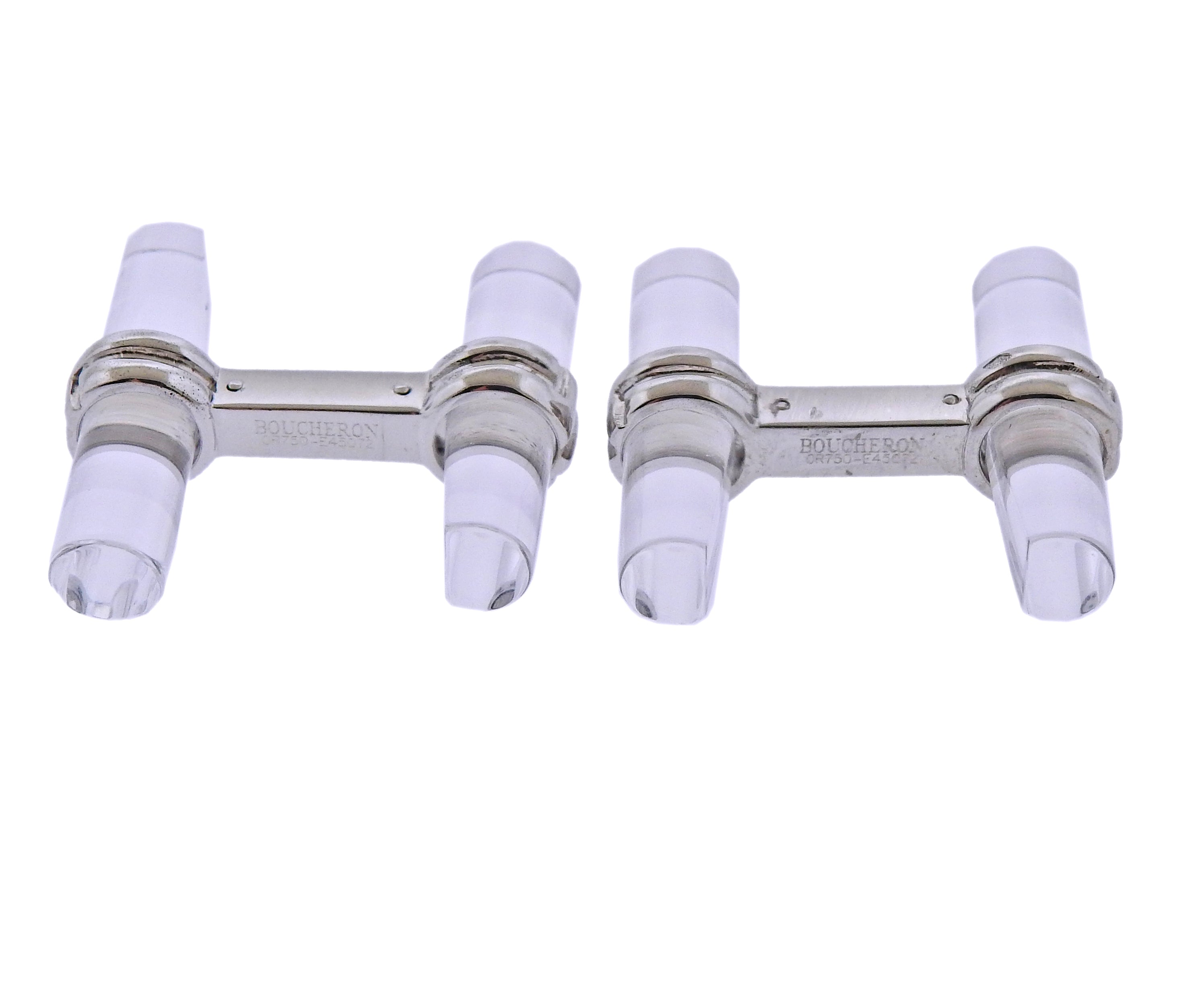 Boucheron Paris Crystal Gold Bar Cufflinks - Oak Gem