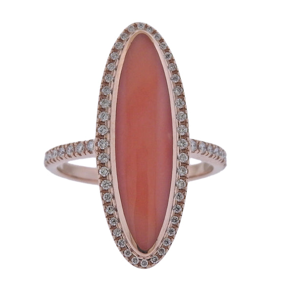 Kabana Rose Gold Coral Diamond Ring