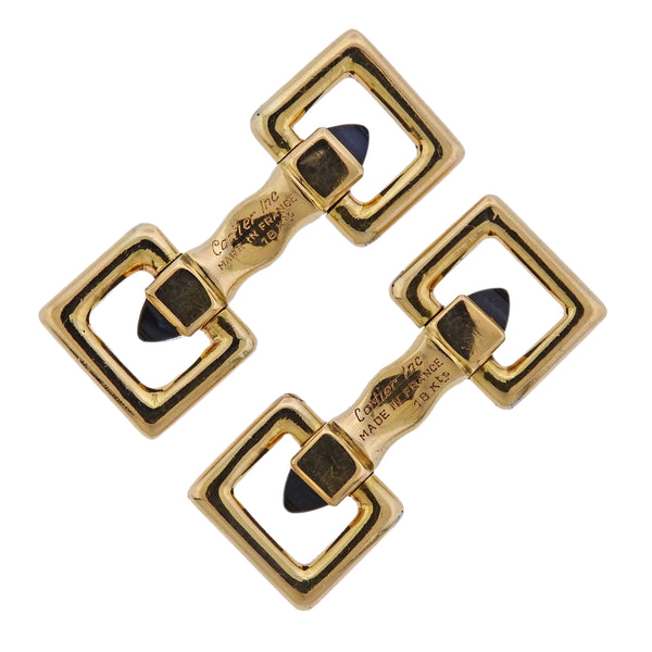 Cartier France Sapphire Gold Stirrup Cufflinks - Oak Gem