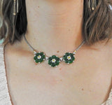 Buccellati Jade Diamond Gold Flower Necklace - Oak Gem