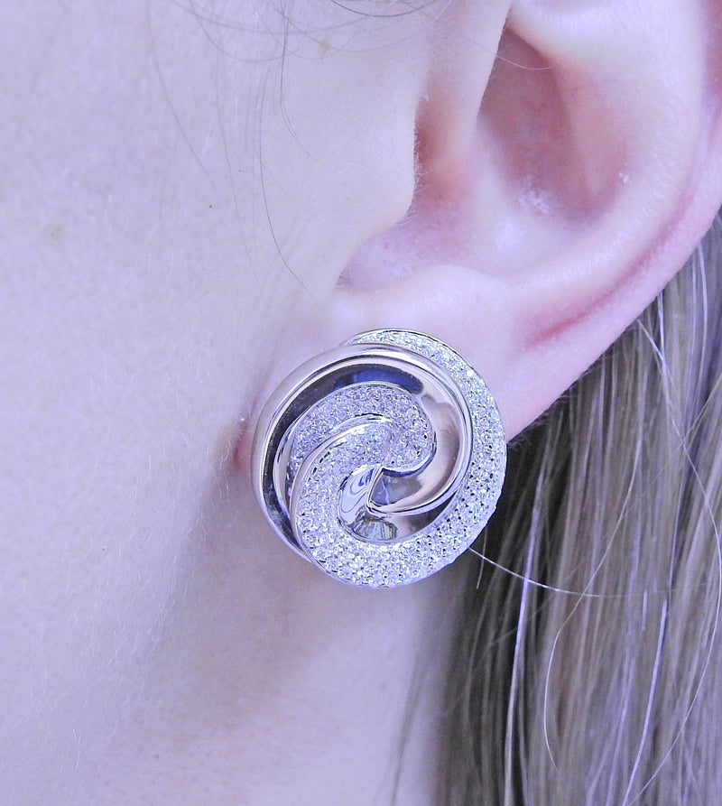 Roberto Coin Diamond Gold Swirl Earrings