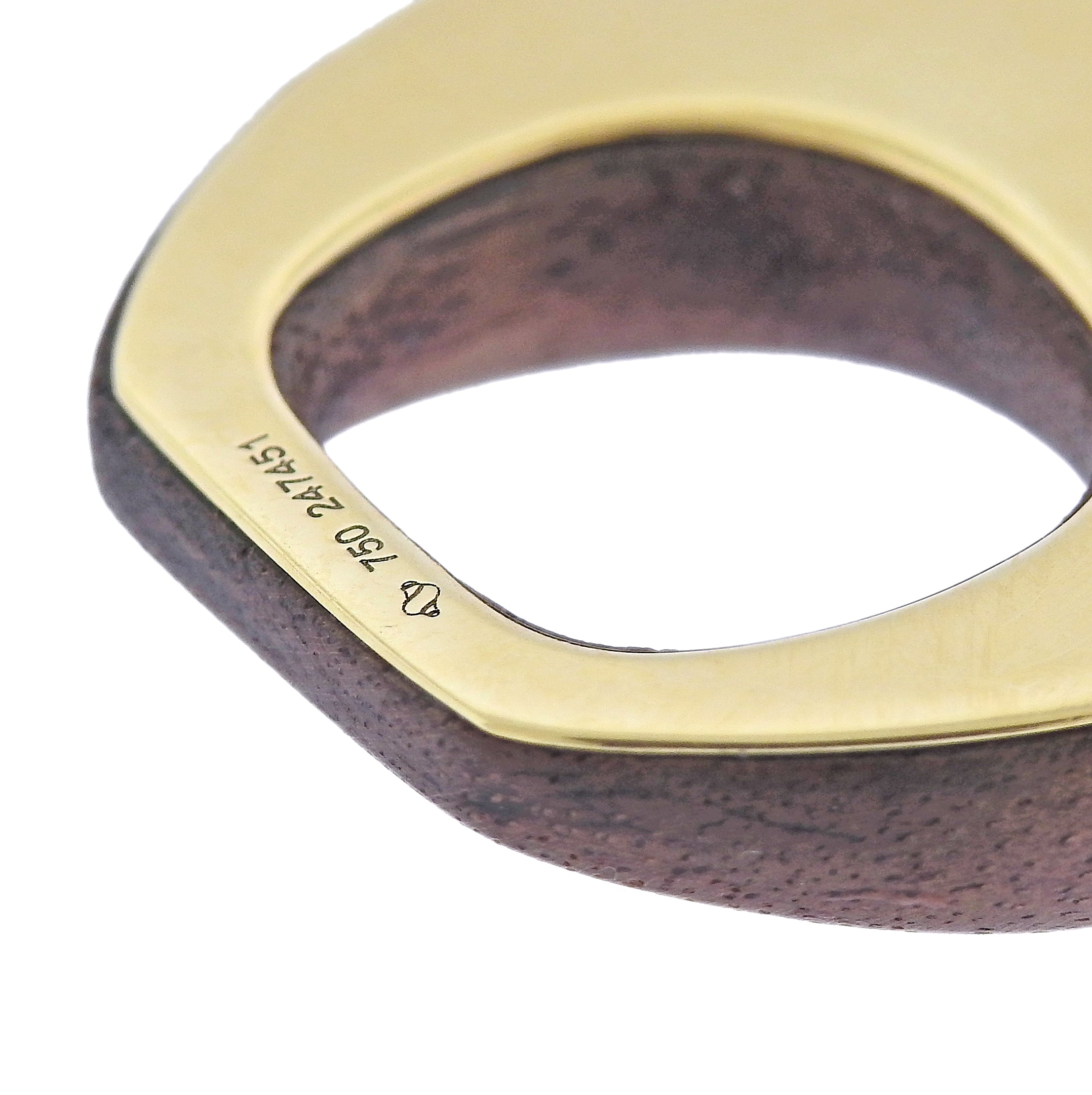 Seaman Schepps Madison Reversible Wood Gold Buckle Earrings