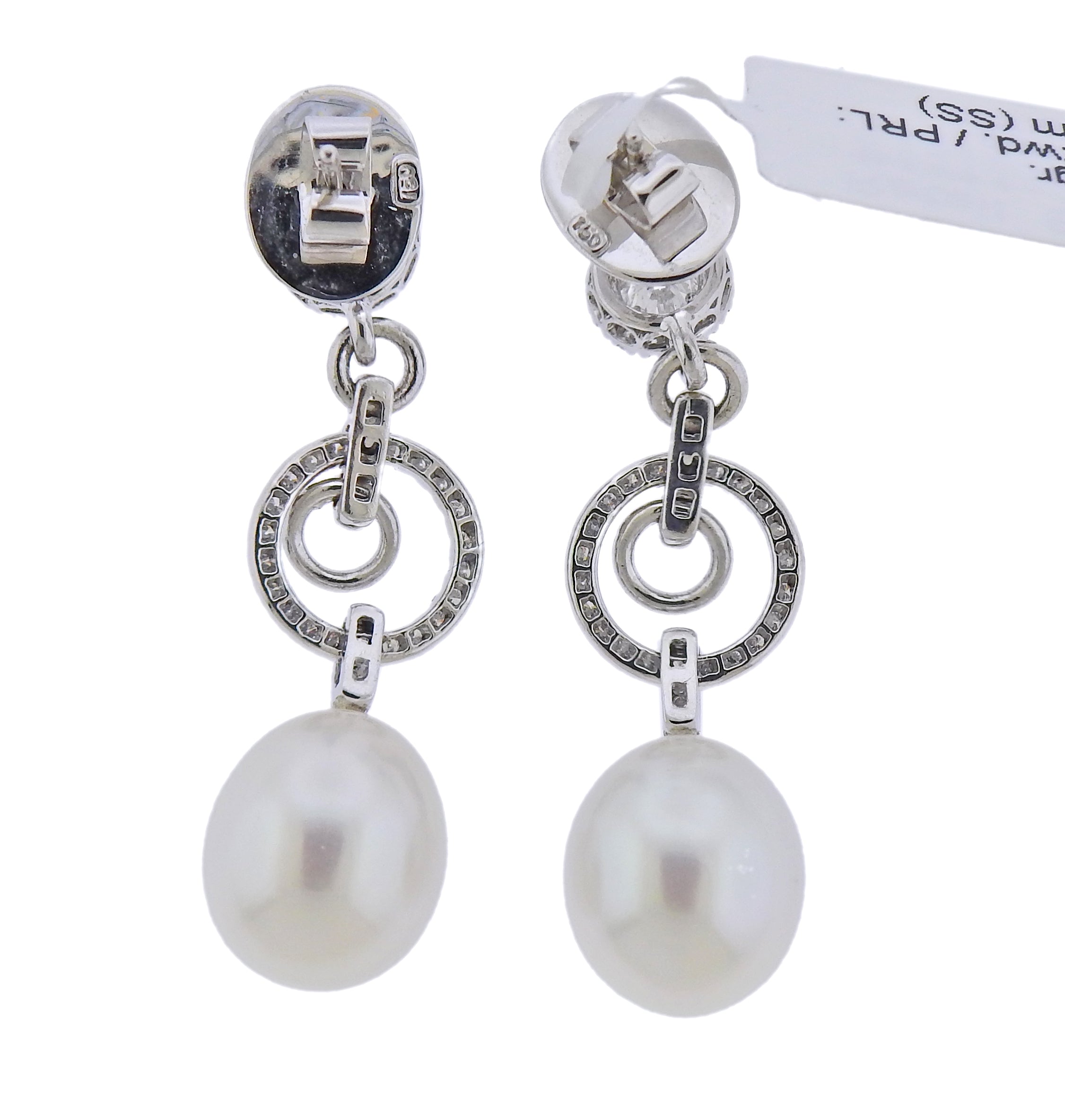 Assael Diamond South Sea Pearl Gold Long Drop Earrings - Oak Gem