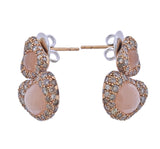 Bucherer Gold Peach Moonstone Diamond Earrings