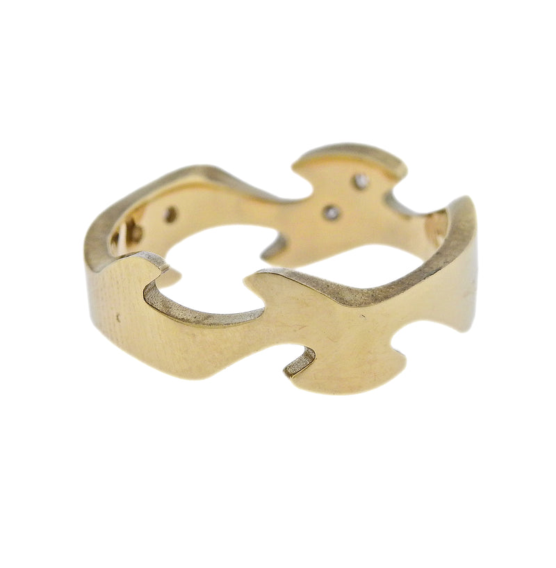 Georg Jensen Fusion Yellow Gold Diamond Puzzle Ring Set #1368 AA