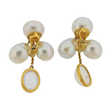 Assael Prince Dimitri South Sea Pearl 17ctw Moonstone Gold Drop Earrings - Oak Gem
