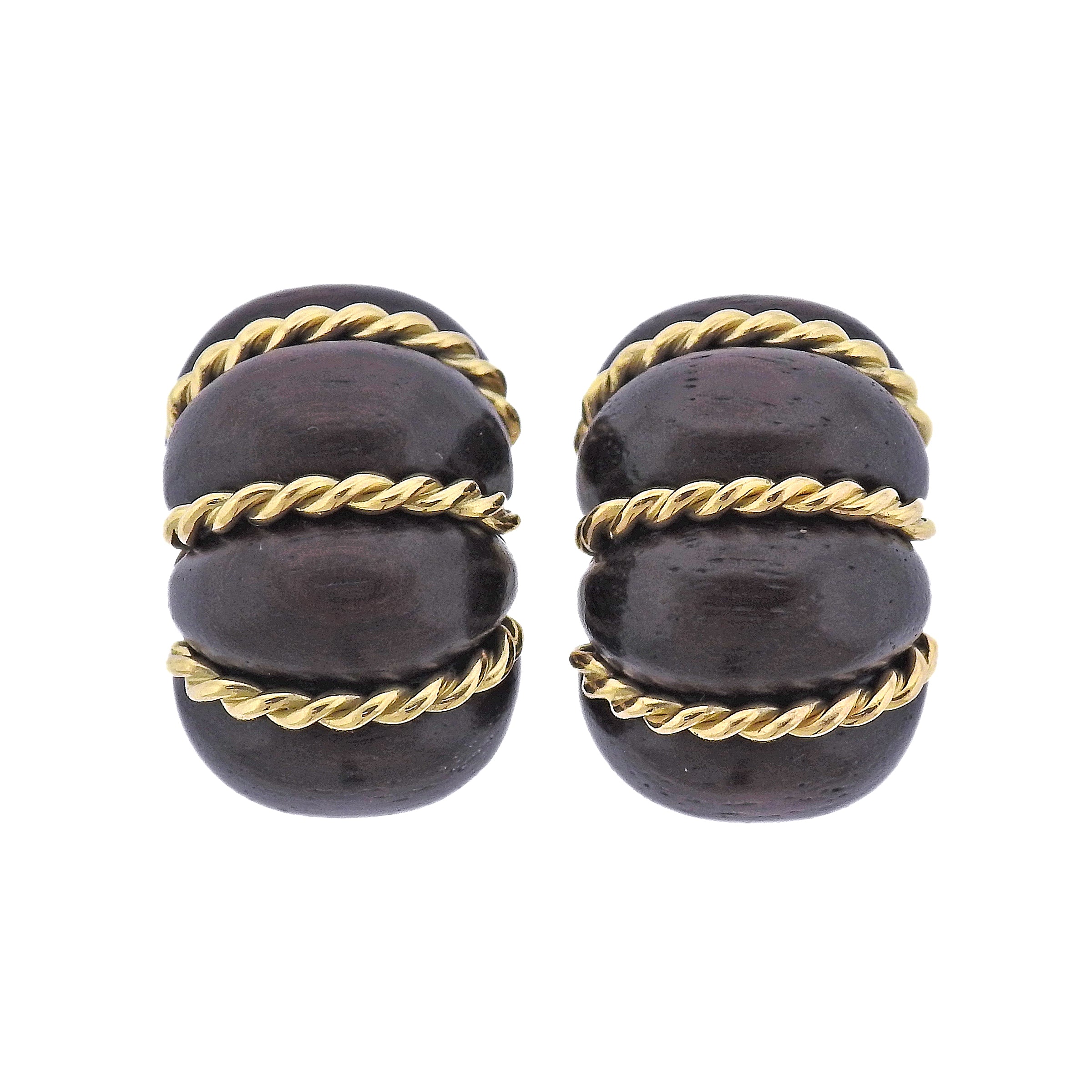 Seaman Schepps Shrimp Rosewood Gold Earrings