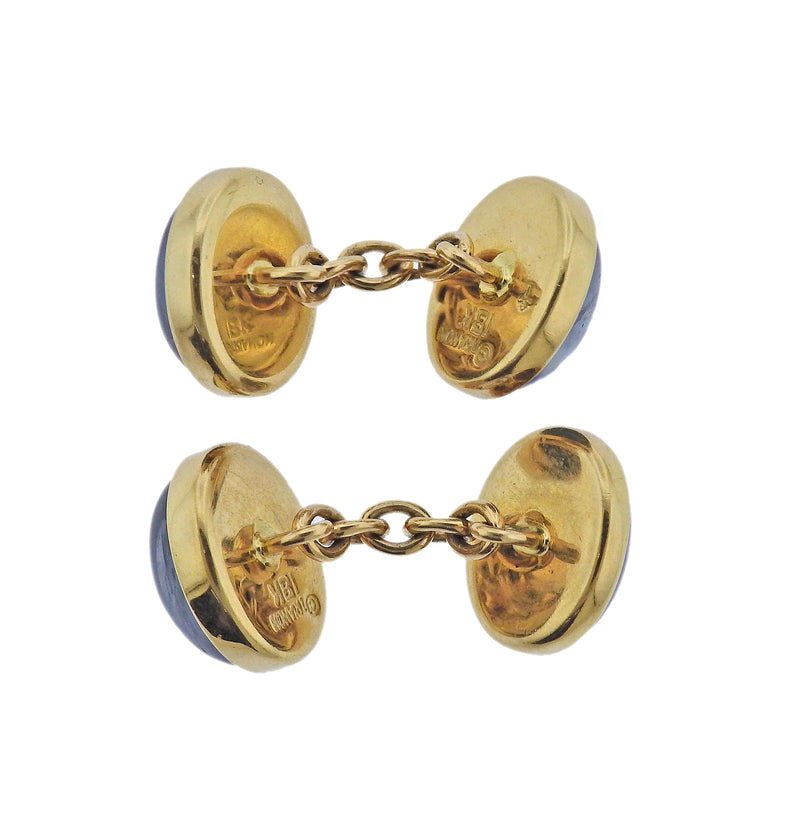 Trianon Sapphire Cabochon Gold Cufflinks