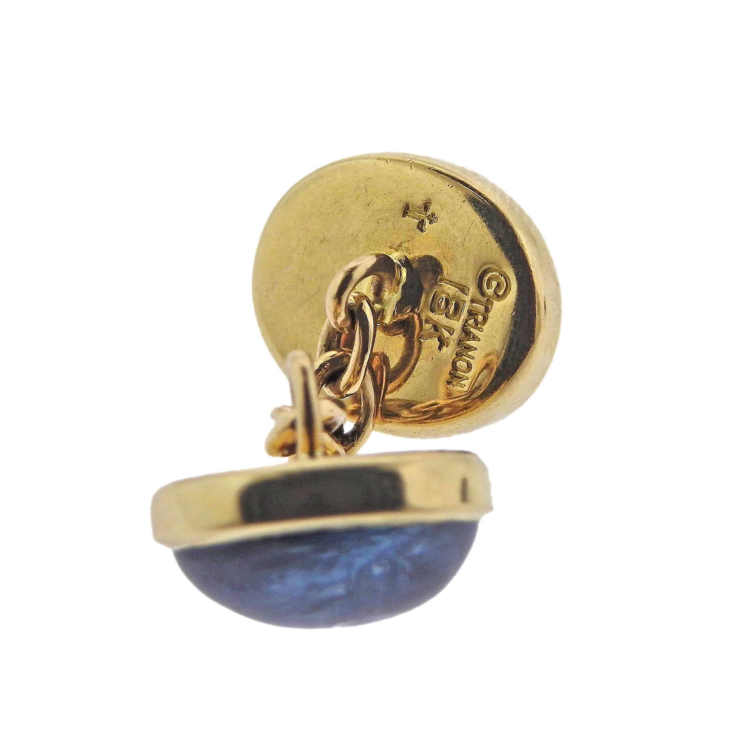 Trianon Sapphire Cabochon Gold Cufflinks