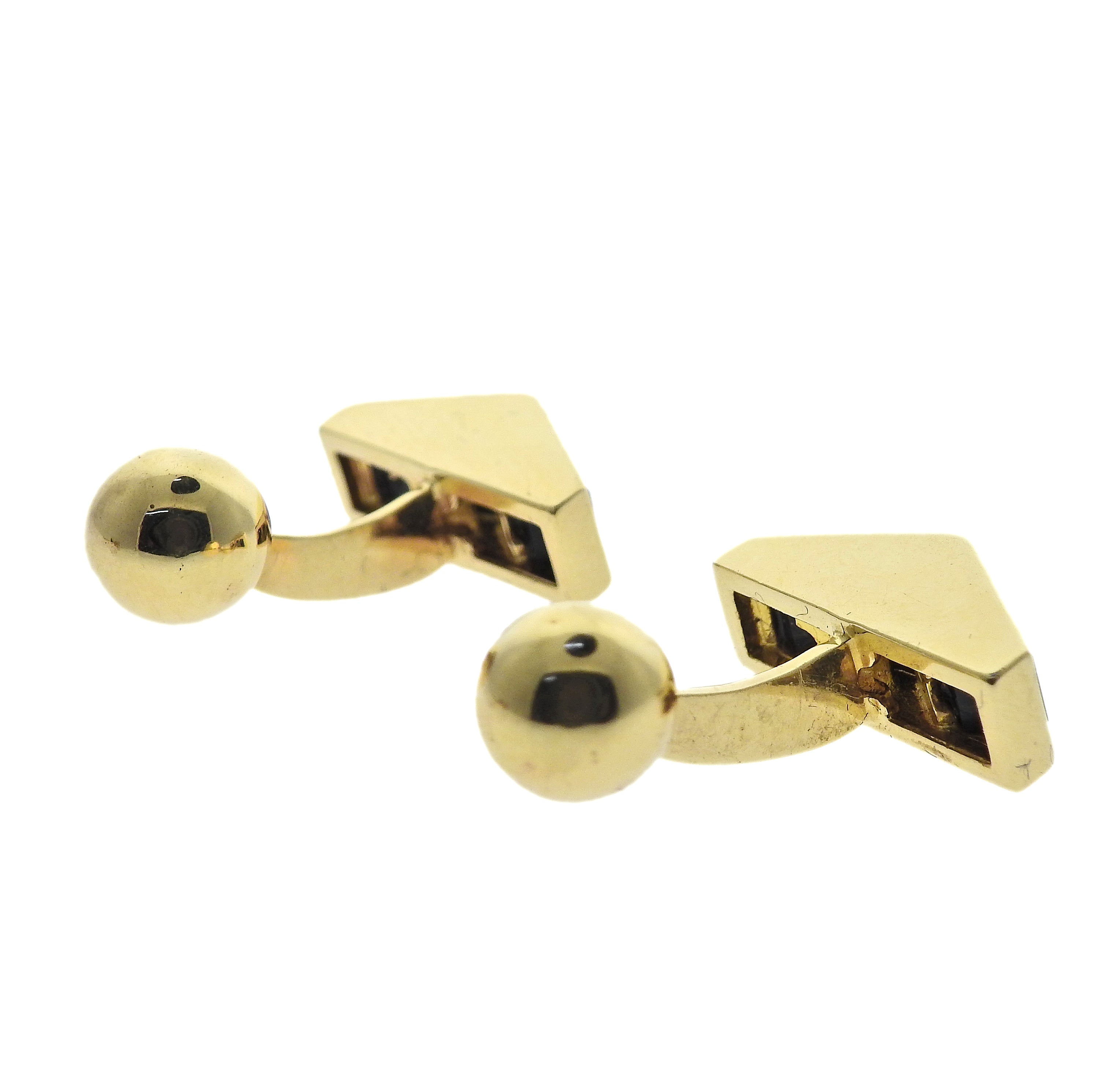 Vintage Tiffany & Co 18k Gold Onyx Cufflinks Stud Set