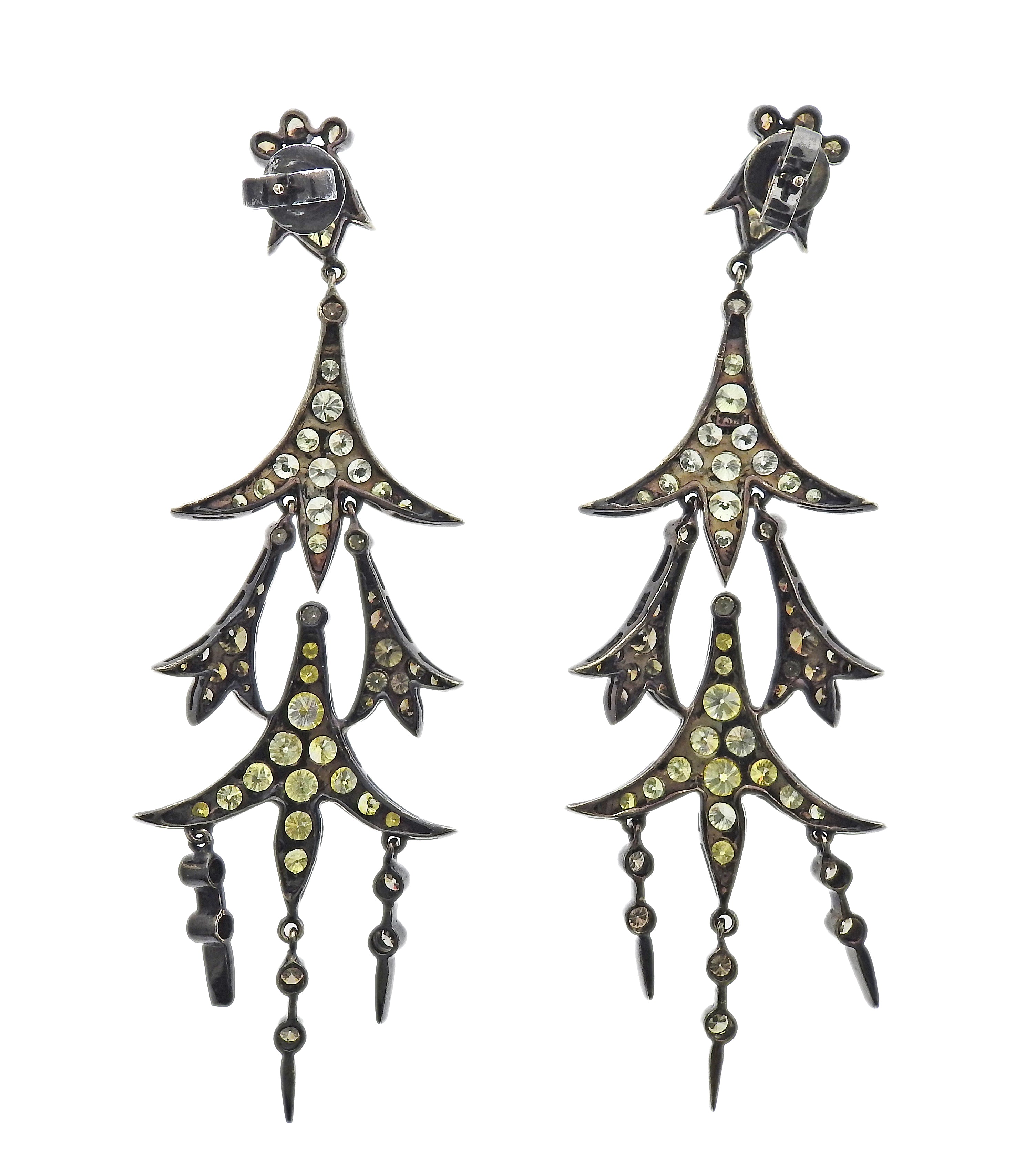 Fancy 6ctw Diamond Gold Chandelier Earrings