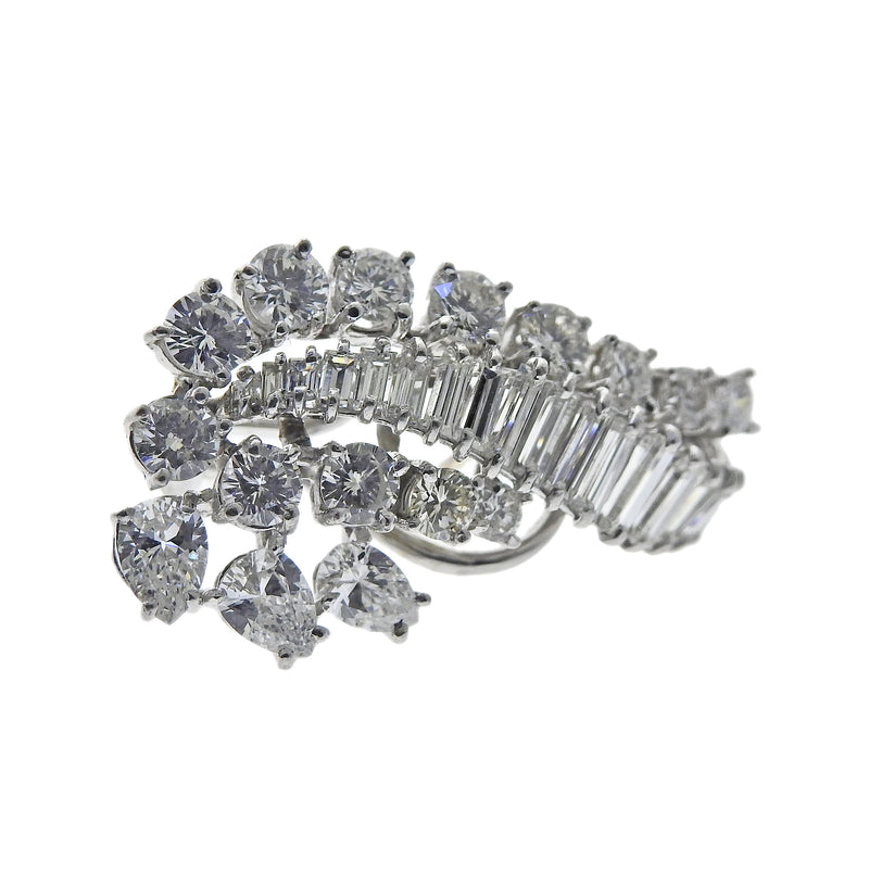 1950s Mid Century Platinum Diamond Earrings