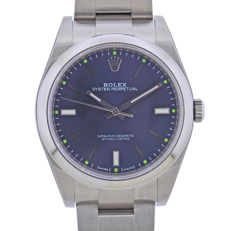ROLEX 114300 Oyster Perpetual 39 Blue Dial Steel Men's Watch