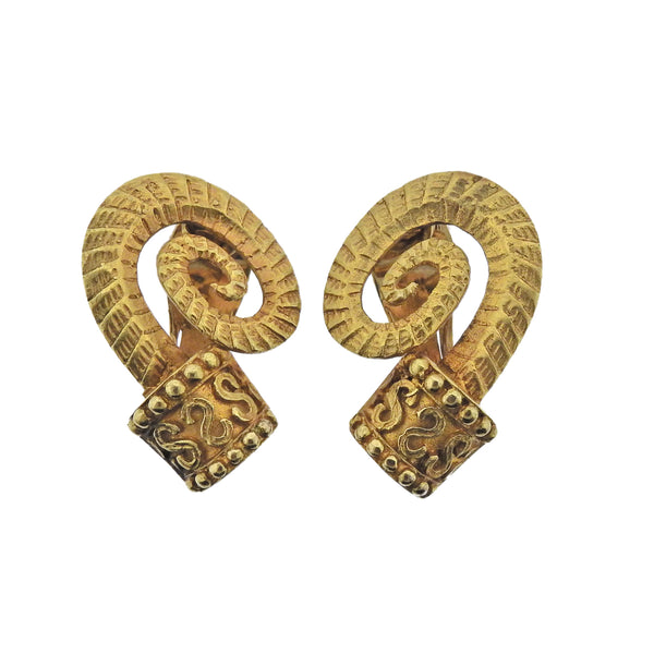 Lalaounis Greece Gold Earrings - Oak Gem