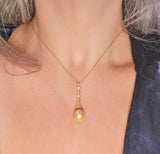 Assael Golden South Sea Pearl Diamond Gold Pendant Necklace - Oak Gem