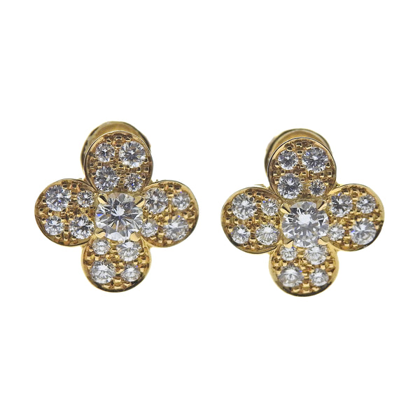Van Cleef & Arpels Trefle Clover Diamond Yellow Gold Earrings