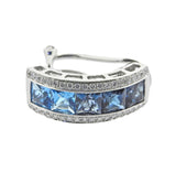 Bellarri Eternal Love Blue Topaz Diamond Gold Half Hoop Earrings