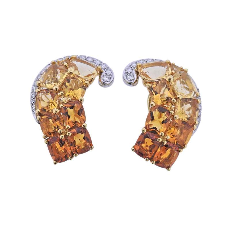 Seaman Schepps Diamond Citrine Gold Earrings