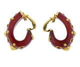 Trianon Carnelian Citrine Gold Half Hoop Earrings - Oak Gem