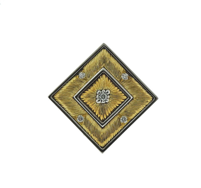 Buccellati Prestigio Diamond Gold Square Earrings - Oak Gem