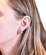 Buccellati Prestigio Diamond Gold Square Earrings - Oak Gem