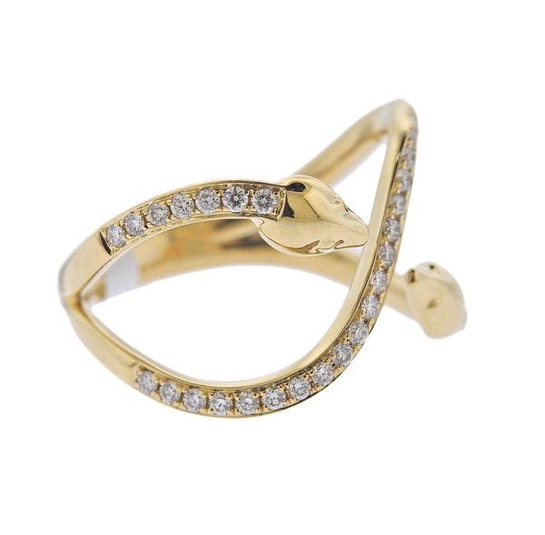 Doves Doron Paloma Diamond Gold Serpent Snake Ring