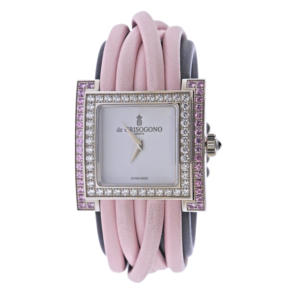 De Grisogono Allegra Gold Diamond Pink Sapphire Watch 4048 13
