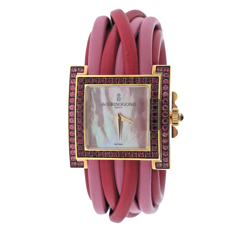De Grisogono Allegra Gold Ruby Pink Sapphire MOP Watch 3995 13
