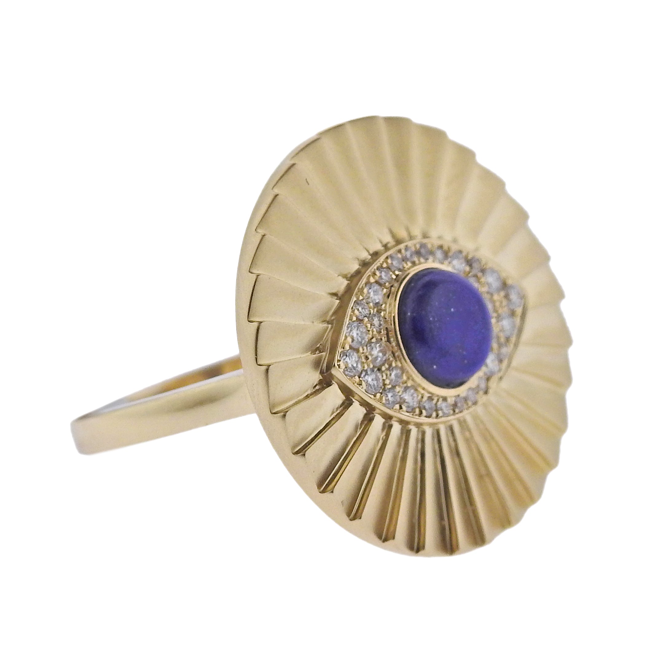 Doves Doron Paloma Diamond Gold Lapis Ring