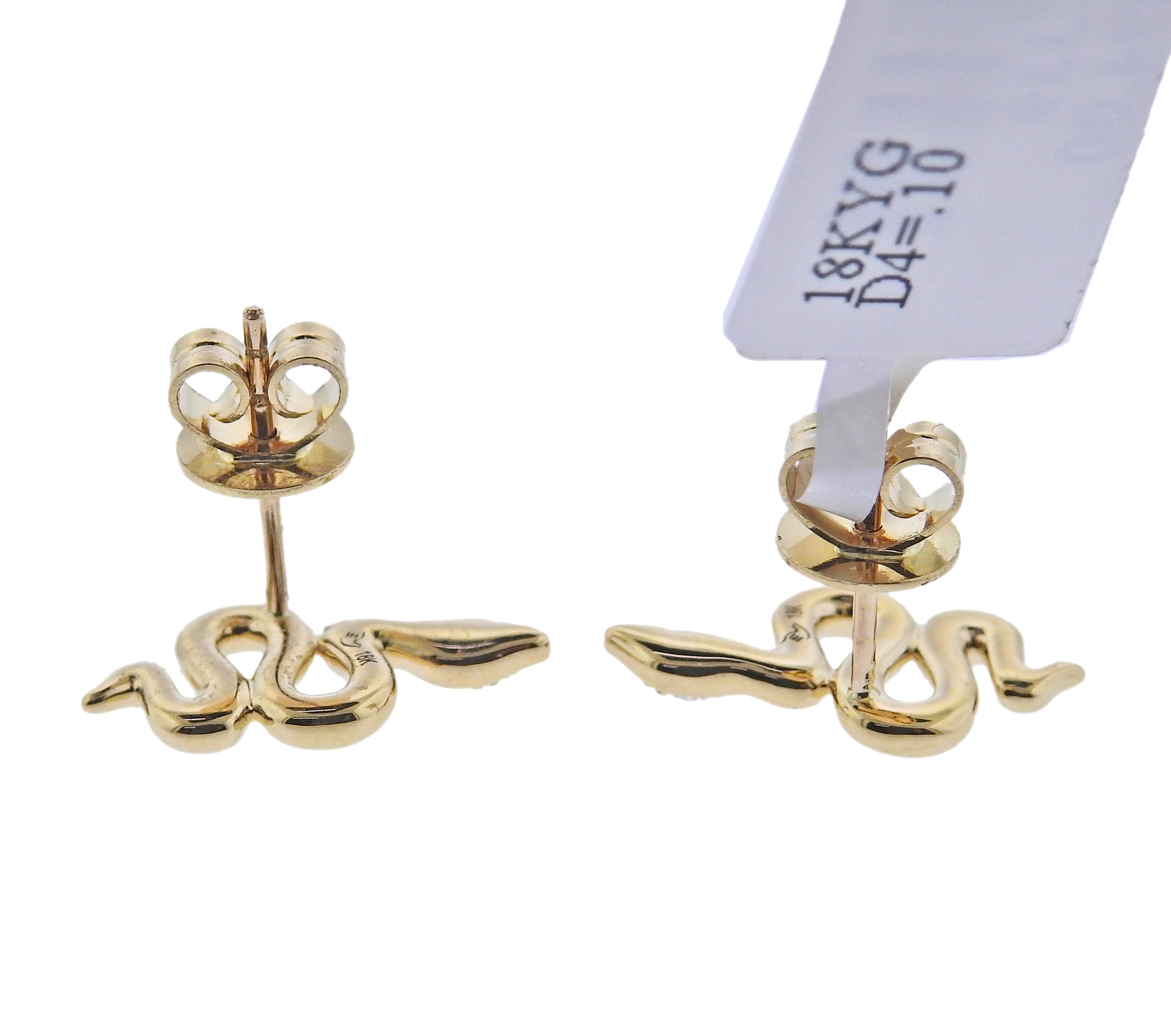 Doves Doron Paloma Diamond Gold Serpent Snake Earrings