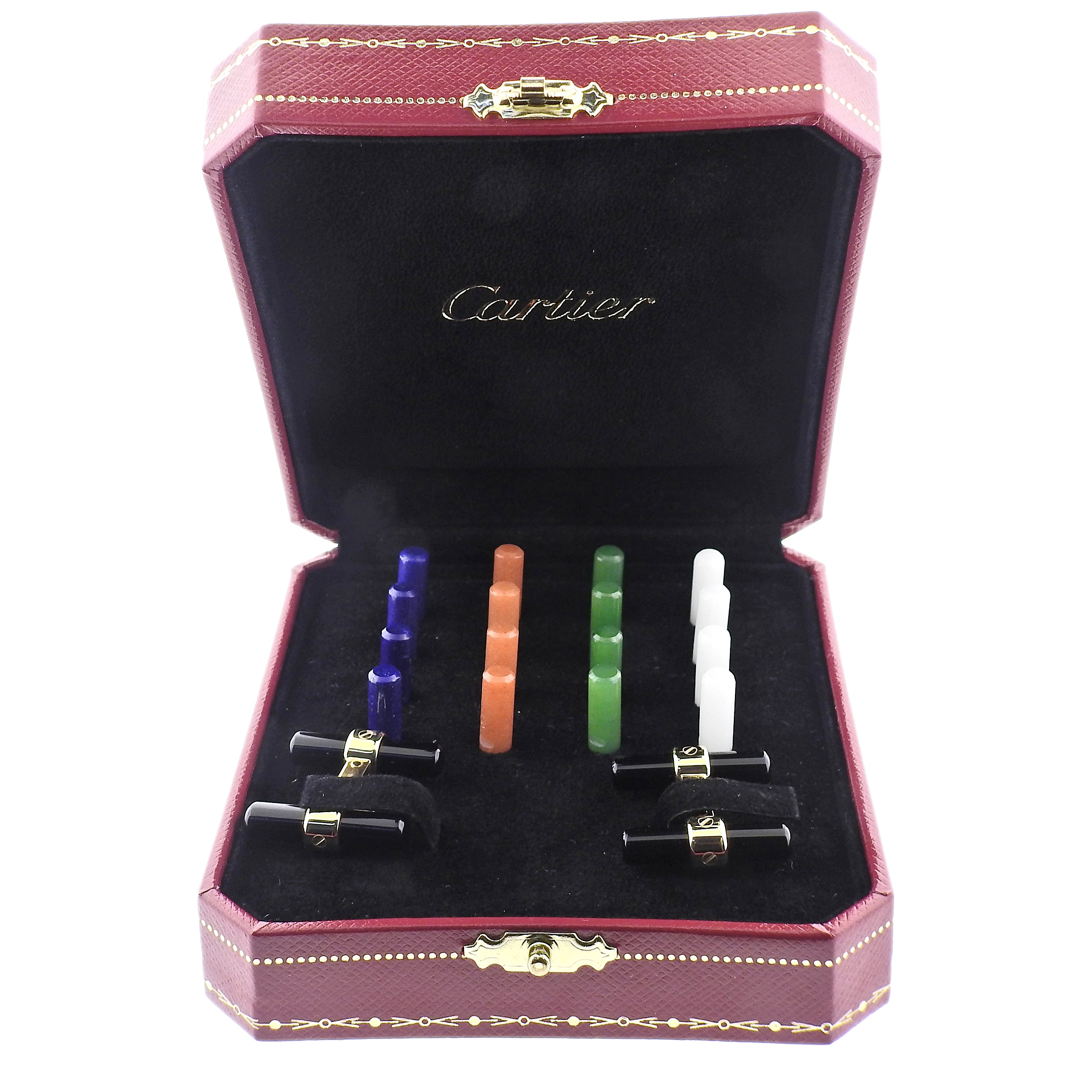 Cartier Gemstone Gold Interchangeable Bar Cufflinks