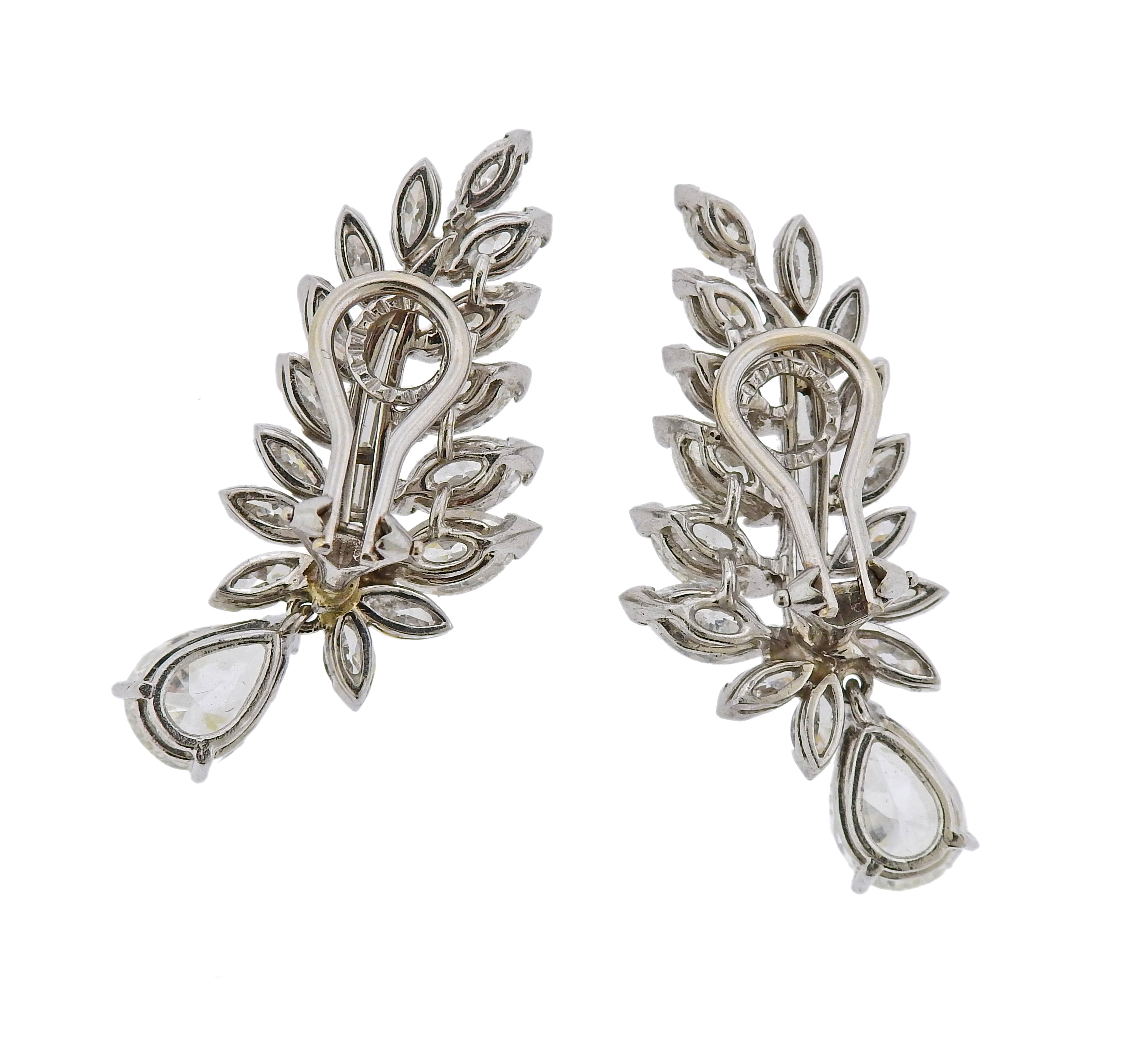 Iconic Mid Century 7 Carats Diamond Platinum Earrings - Oak Gem
