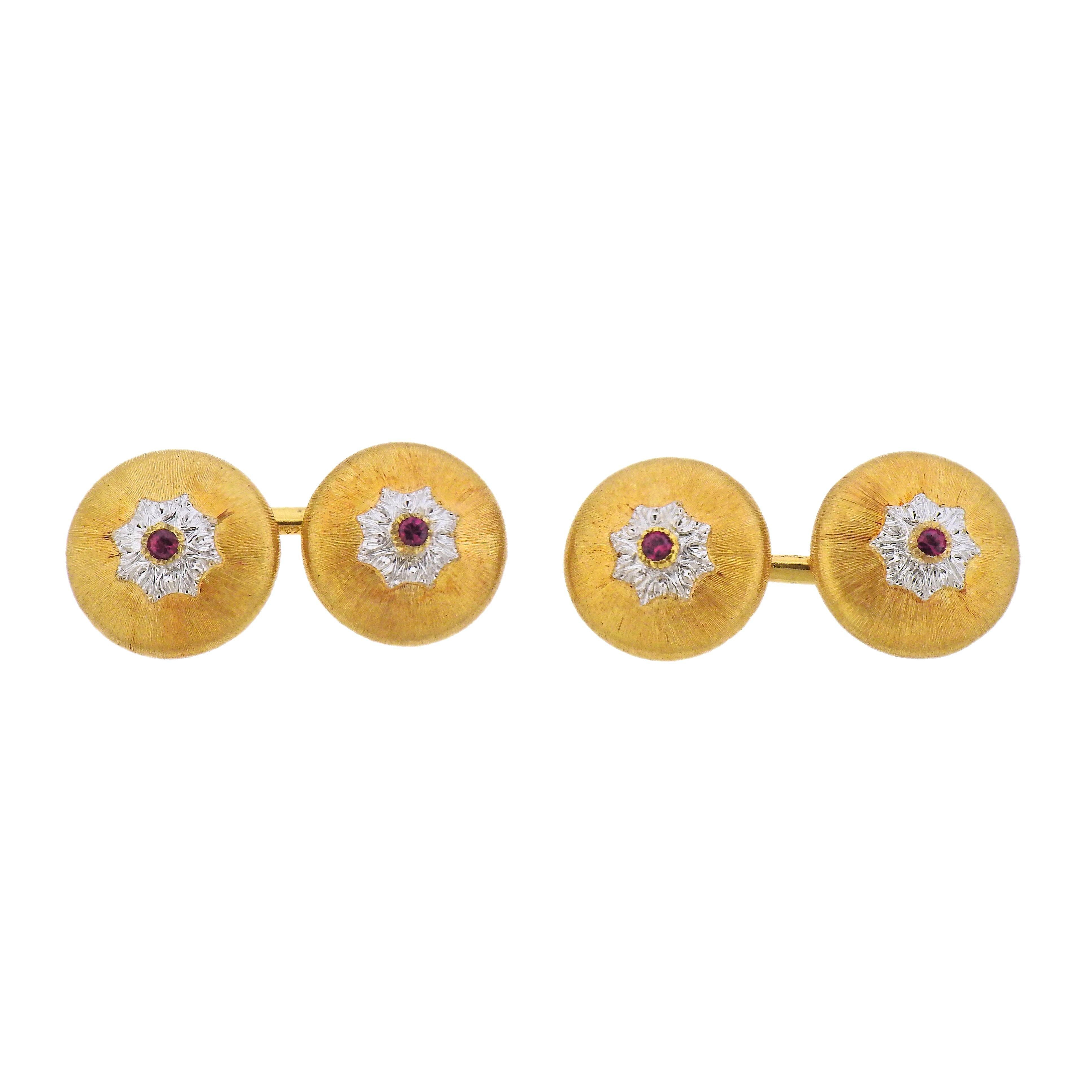 Buccellati Gold Ruby Cufflinks - Oak Gem