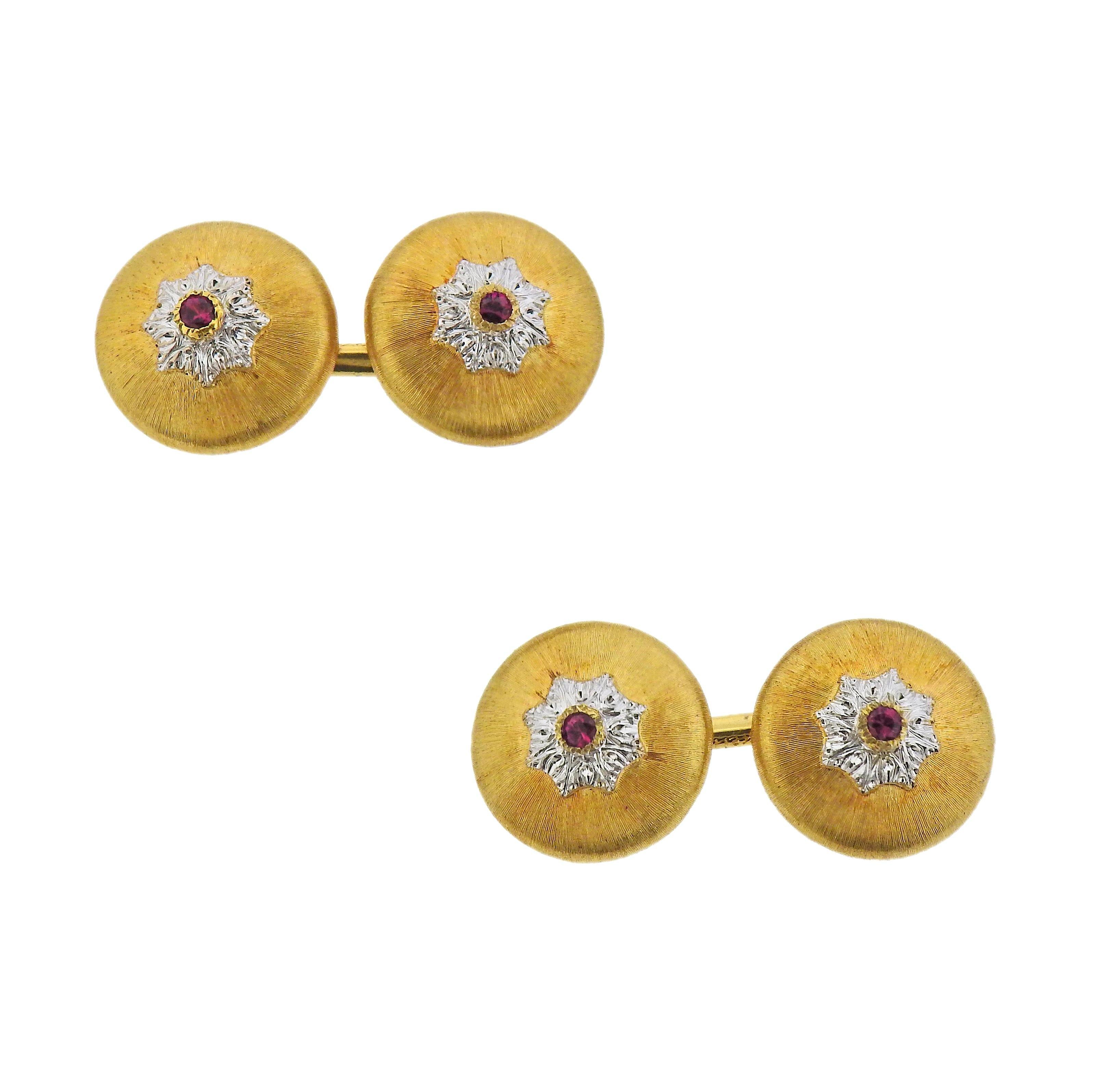 Buccellati Gold Ruby Cufflinks - Oak Gem