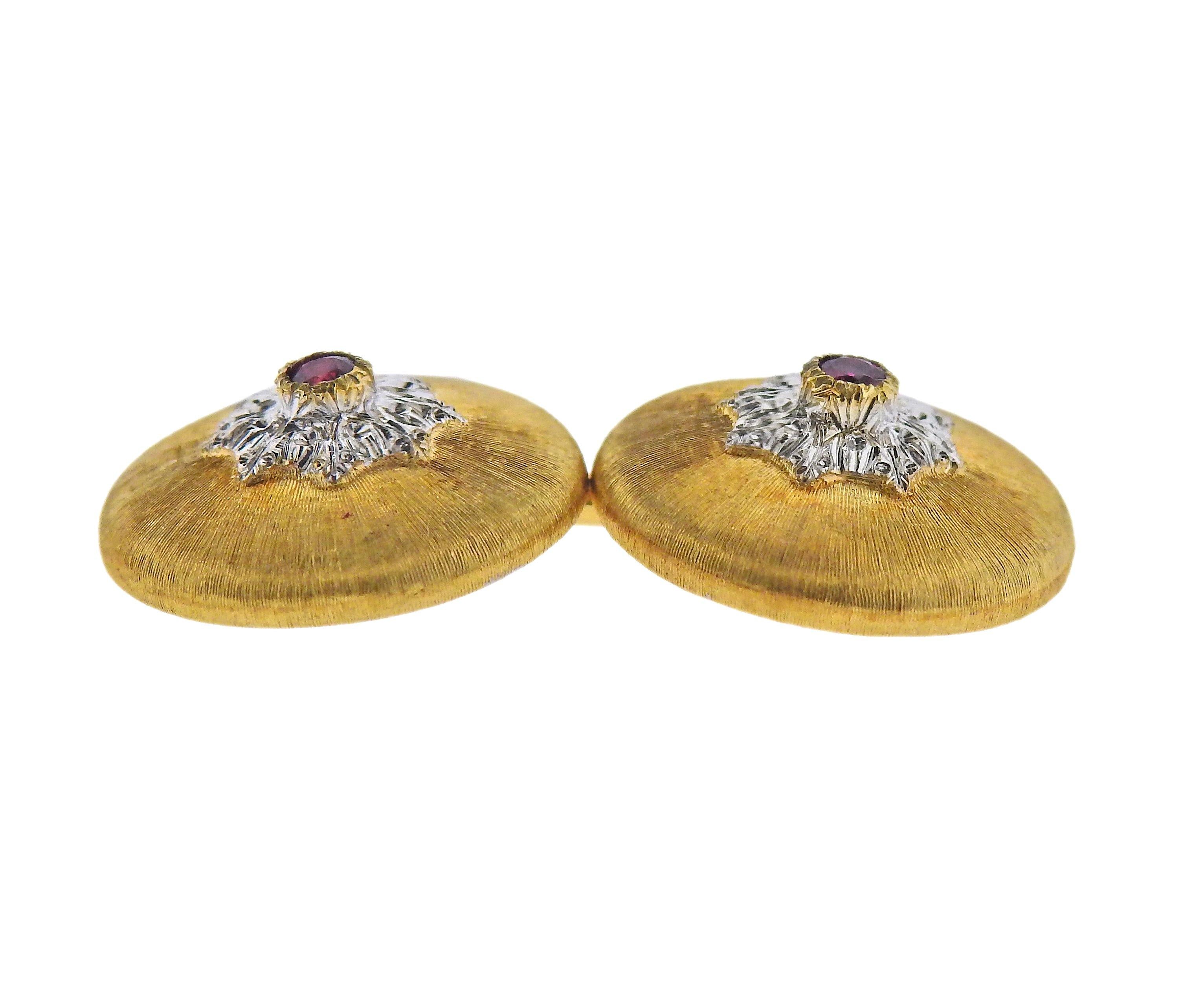 Buccellati Gold Ruby Cufflinks - Oak Gem