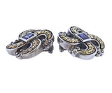 Mitchell Peck Silver Gold Iolite Necklace Bracelet Earrings Brooch Suite - Oak Gem