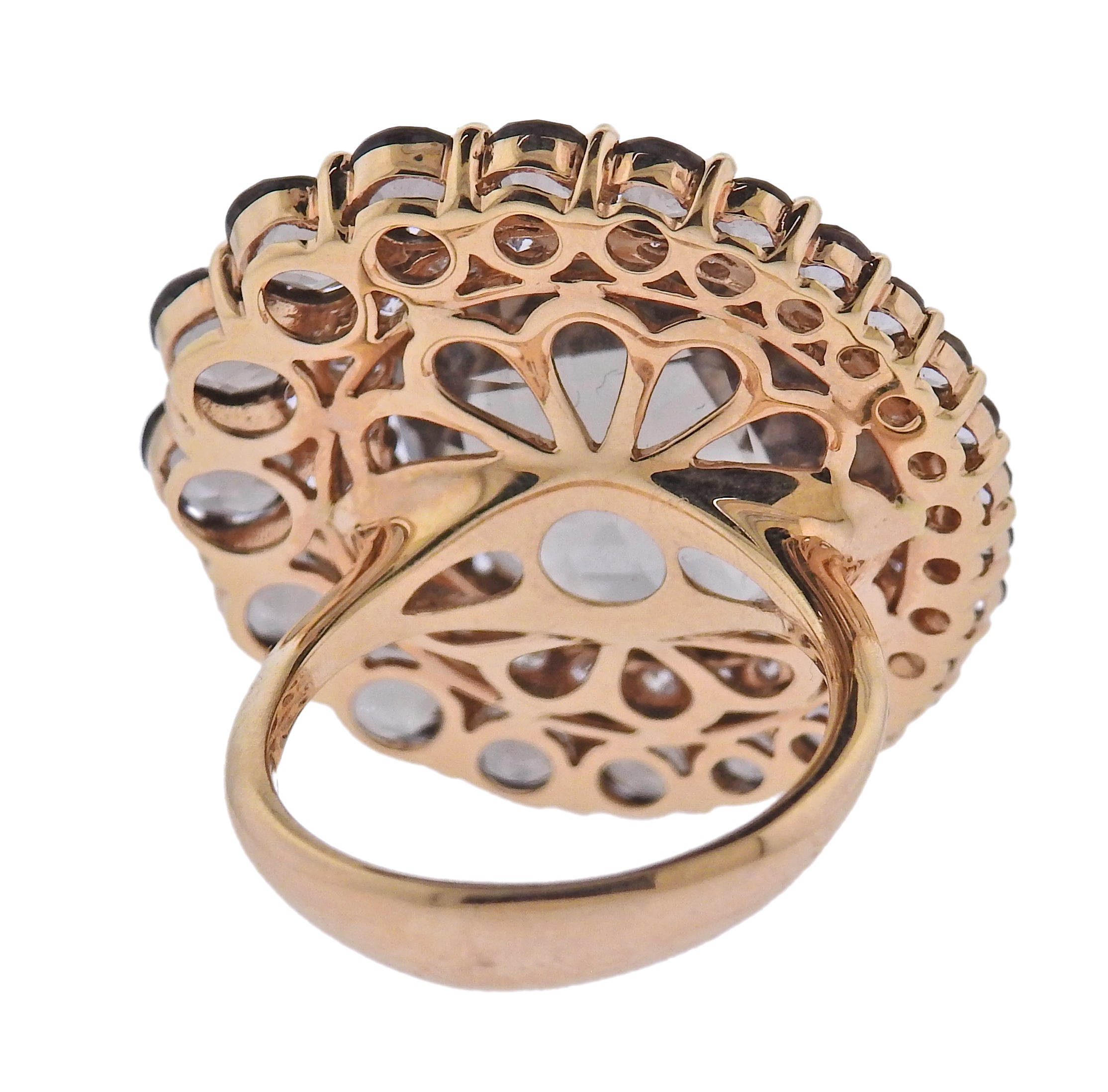 Bucherer Rose Gold Diamond Smoky Quartz Cocktail Ring